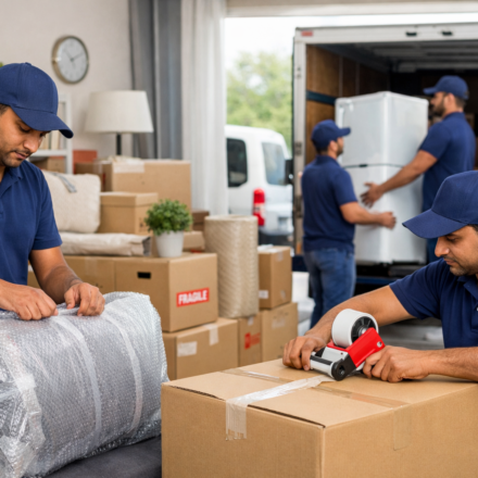 Professional packers and movers packing household goods in India